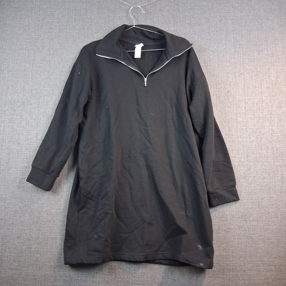 H&M Dresses & Skirts - HM Basics Womens XS Black Quarter Zip Fleece Lined Sweatshirt Mini Dress